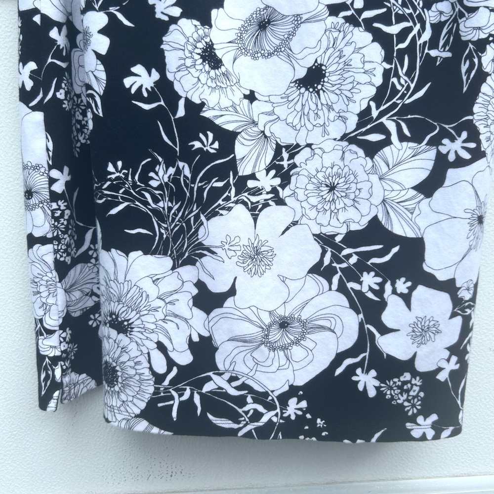 Talbots Floral Sleeveless Dress Women’s 1X Black/white 100% Cotton Shift Stretch - Picture 8 of 14
